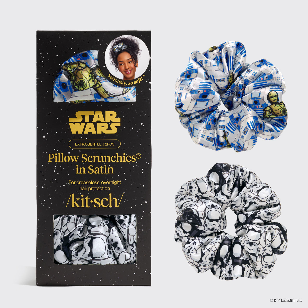 star-wars-x-kitsch-pillow-scrunchies-satin-2er-set-r2-d2-stormtroopers image 2