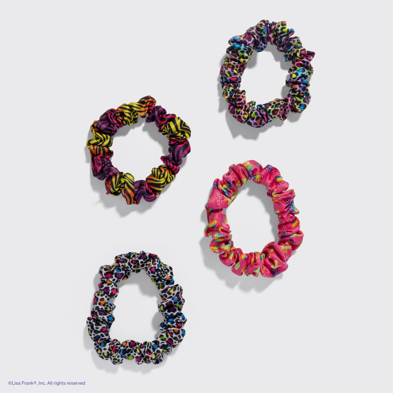 kitsch-x-lisa-frank-ruched-satin-scrunchies-rainbow-leopard-4er-set image 7