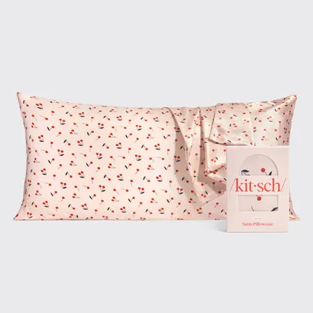 kitsch-satin-pillowcase-cherry-print-king-satin-kissenbezug-king-size image 1