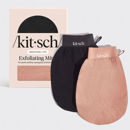 kitsch-peelinghandschuhe-2er-set-schwarz-terracotta image 1