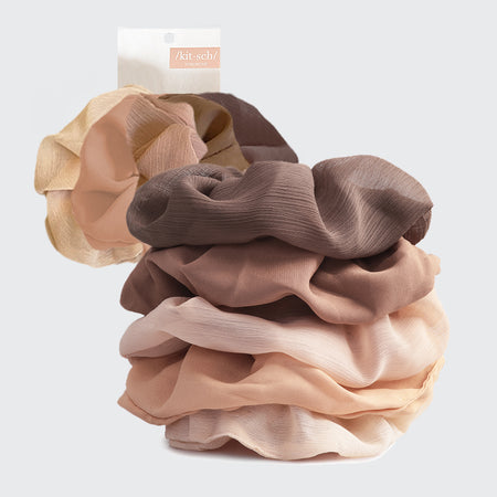 kitsch-crepe-scrunchies-terracotta-5er-set image 1