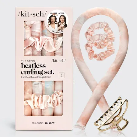 kitsch-satin-heatless-hair-curler-bundle-sunset-tie-dye-mit-klammer image 1