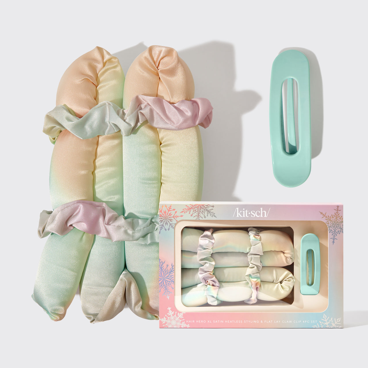 kitsch-hair-hero-xl-satin-heatless-styling-flat-lay-claw-4tlg-set-aura image 2