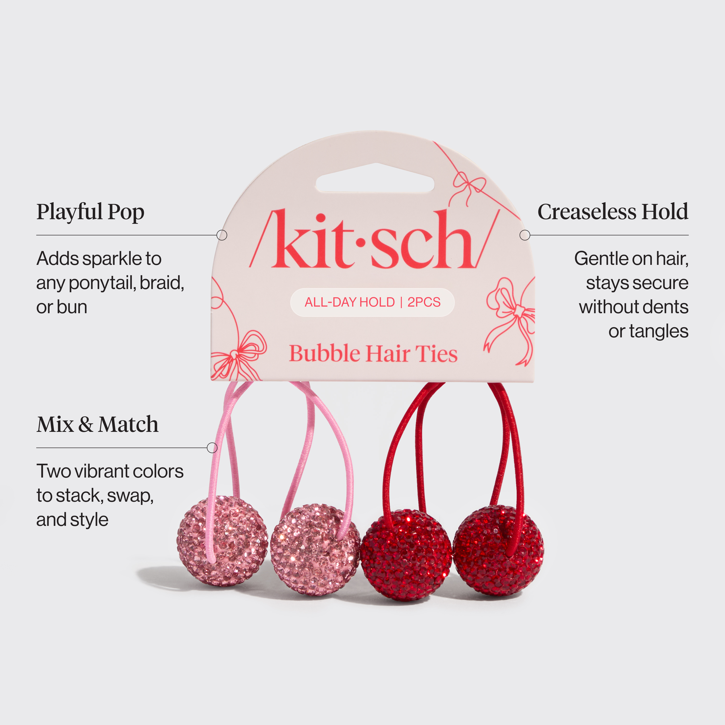 kitsch-bubble-haargummis-2er-set-rot-pink-high-shine image 3