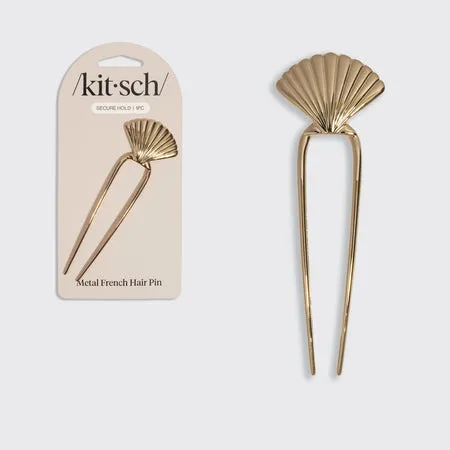kitsch-metal-clam-shell-french-hair-pin-gold-franz-sische-metall-haarspange-musc image 1