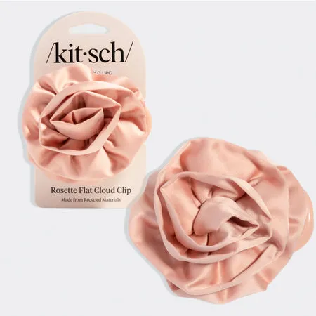 kitsch-satin-rosette-flat-cloud-clip-terracotta-medium-flache-haarklammer-mit-sa image 1