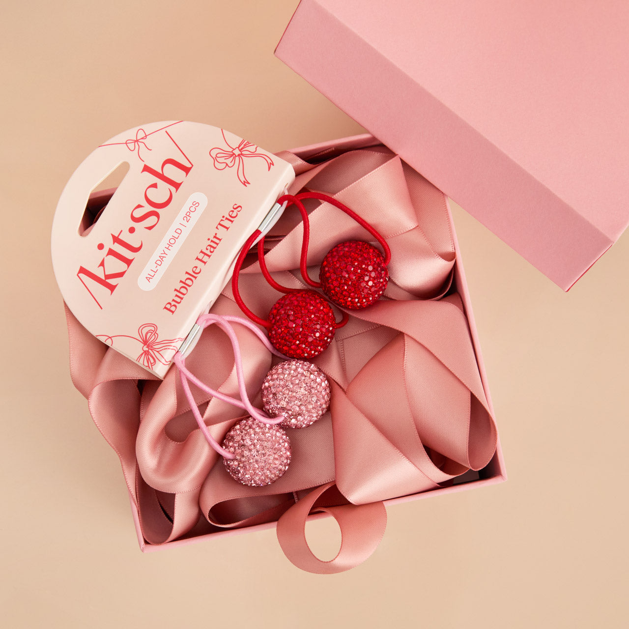 kitsch-bubble-haargummis-2er-set-rot-pink-high-shine image 5