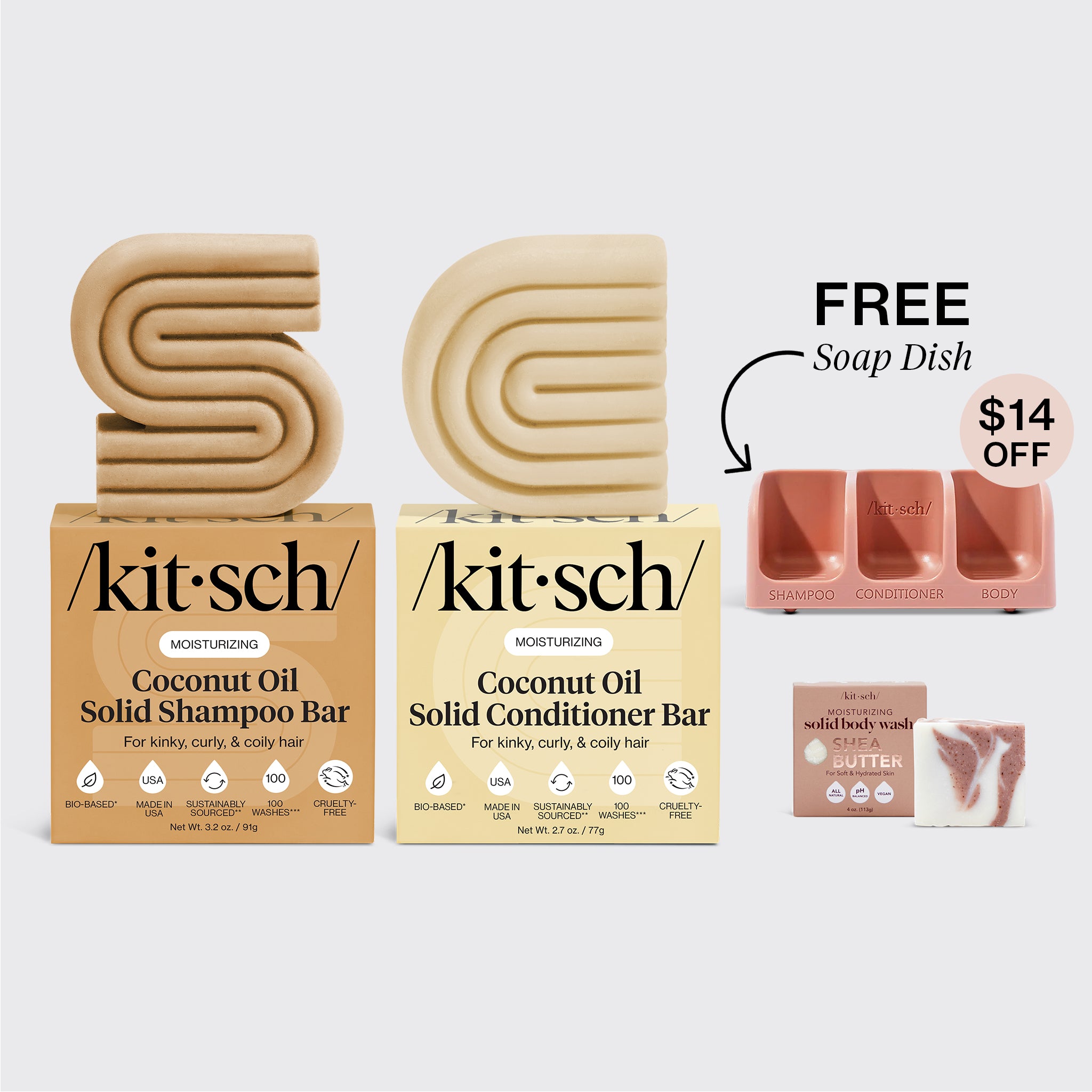 kitsch-build-your-own-self-draining-soap-dish-bundle-shampoo-bar-conditioner-bar image 5