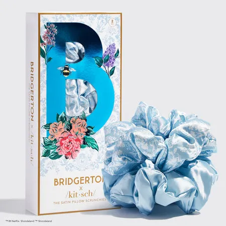 kitsch-x-bridgerton-satin-pillow-scrunchies-toile-de-blue-2er-set-limitiert image 1