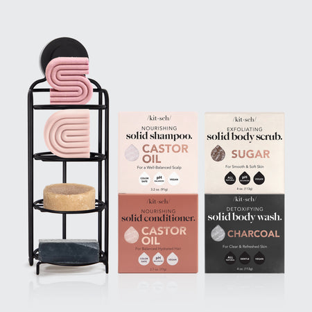 kitsch-nourishing-castor-oil-shampoo-conditioner-caddy-bundle-festes-pflege-bund image 1
