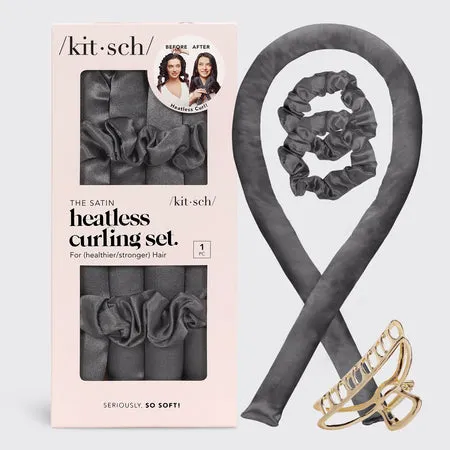 kitsch-satin-heatless-hair-curler-bundle-charcoal-mit-klammer image 1