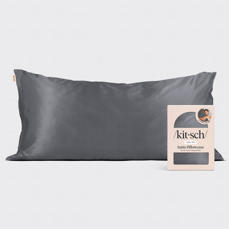 kitsch-satin-kopfkissenbezug-king-charcoal-91x48-cm-einzelbezug image 1
