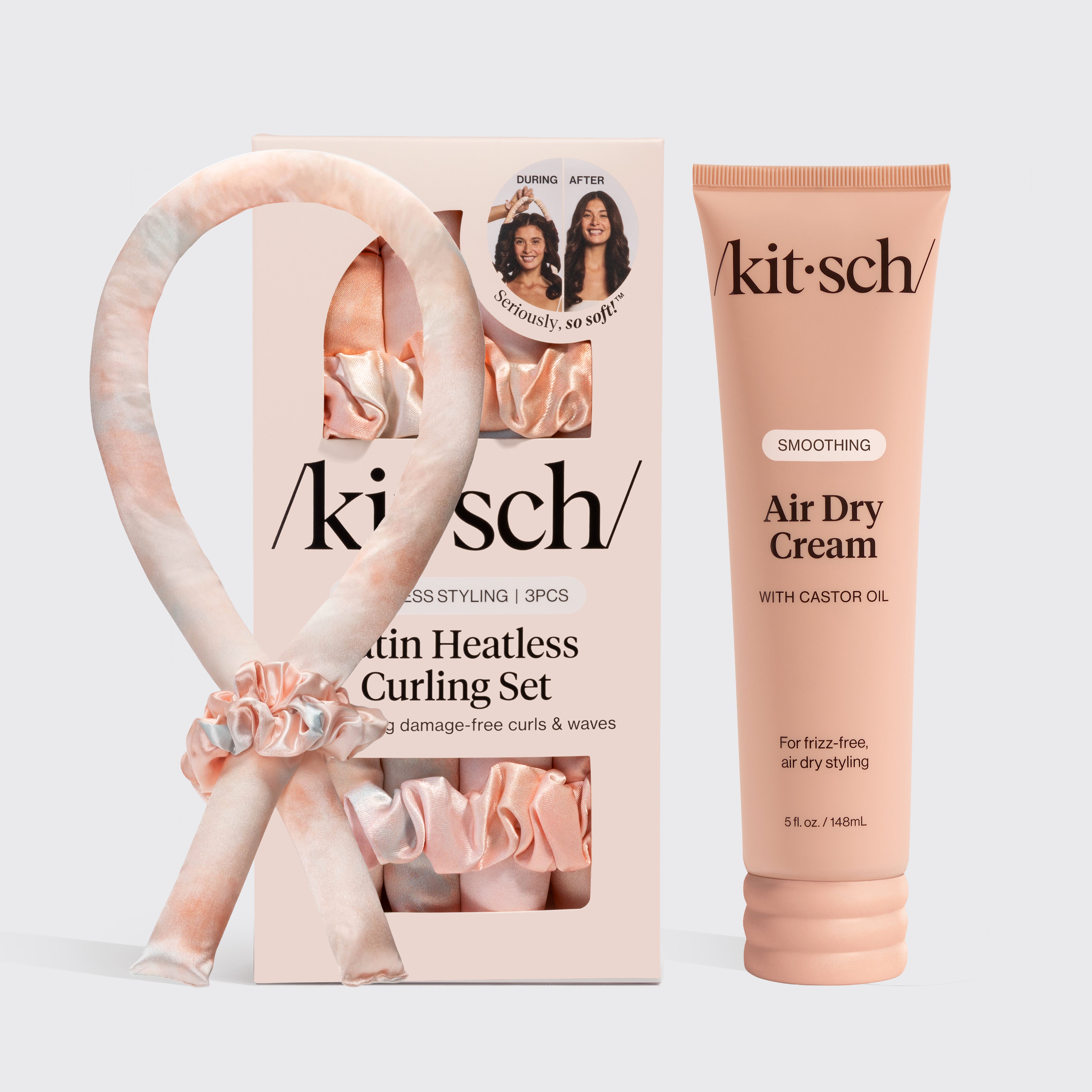 kitsch-no-heat-styling-duo-air-dry-cream-satin-heatless-curling-set image 2