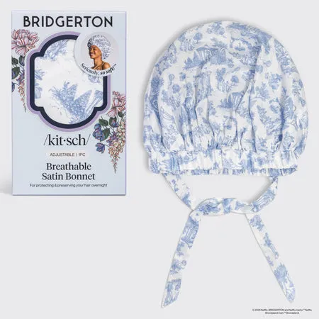 kitsch-bridgerton-x-kitsch-breathable-satin-bonnet-garden-toile image 1