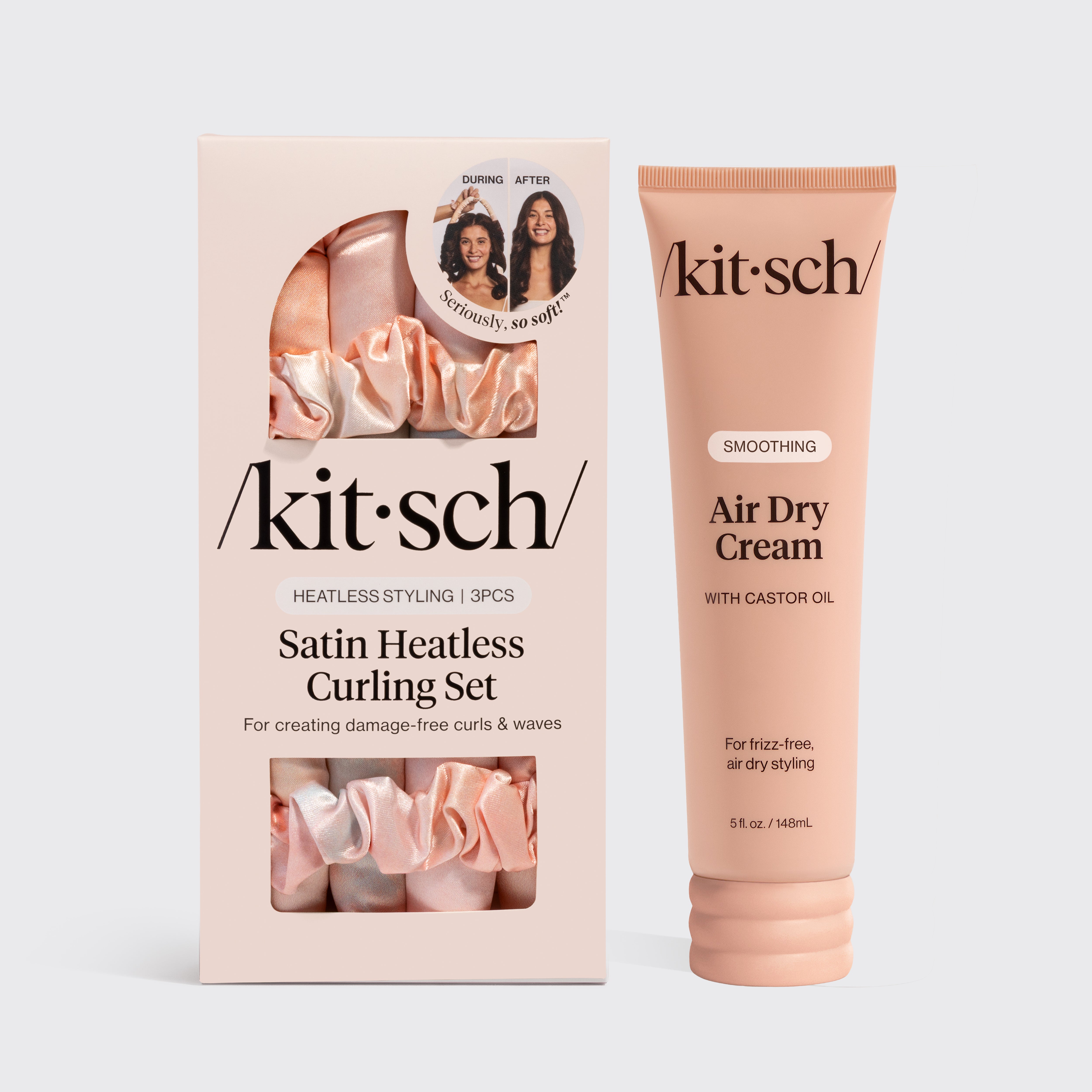 kitsch-no-heat-styling-duo-air-dry-cream-satin-heatless-curling-set image 3