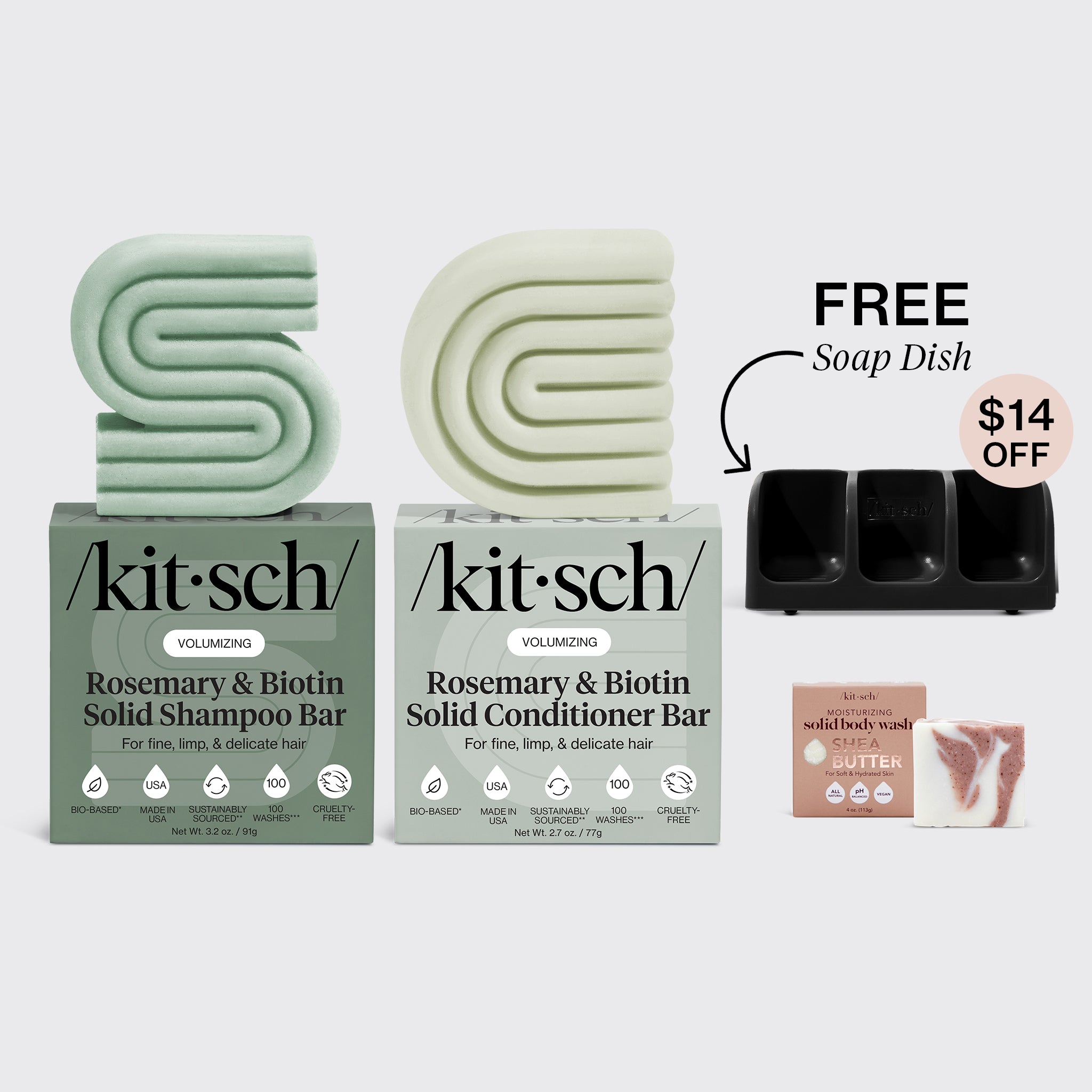 kitsch-build-your-own-self-draining-soap-dish-bundle-shampoo-bar-conditioner-bar image 7