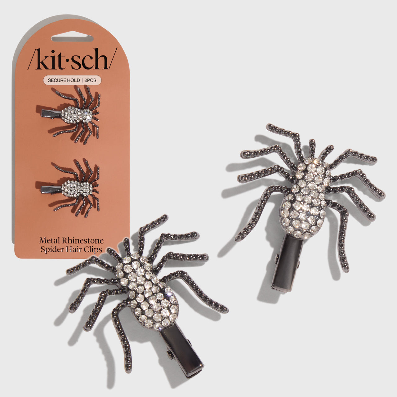 kitsch-spider-metal-rhinestone-hair-clips-spinne-strass image 2