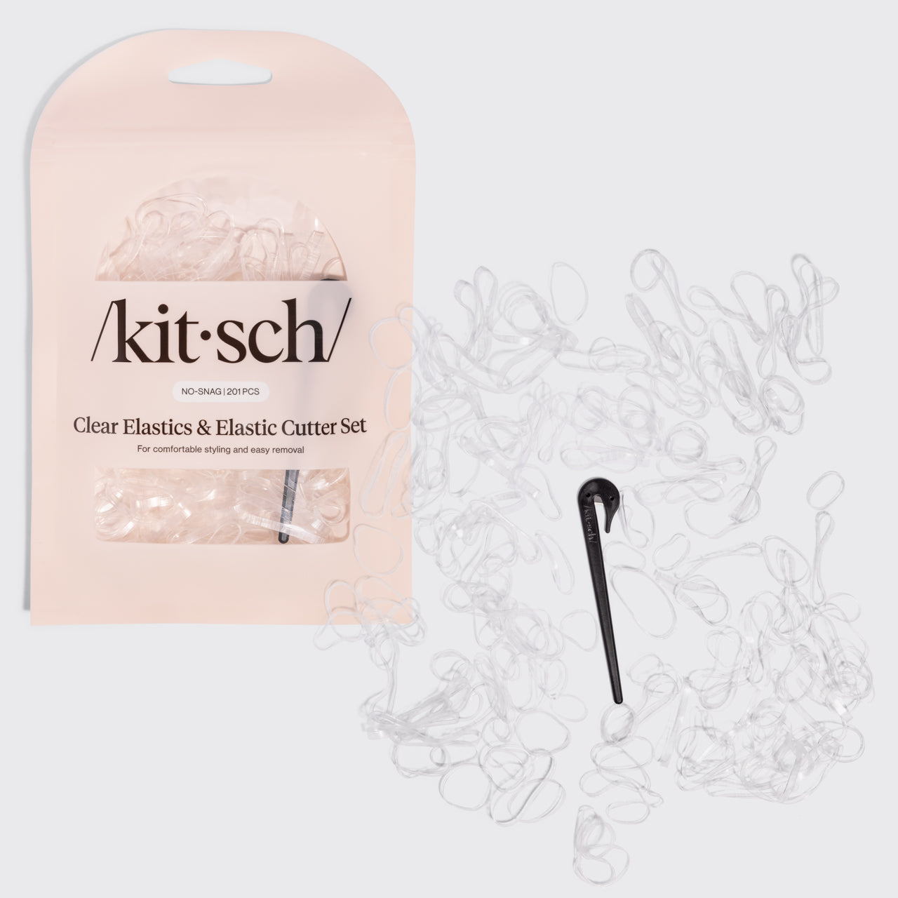 kitsch-clear-black-no-snag-elastics-200-stk-cutter-set-haargummi-set image 2