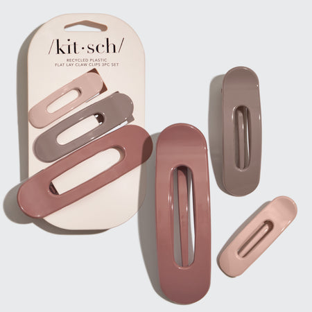 kitsch-flat-lay-claw-clip-3tlg-terracotta-flache-haarklammern image 1