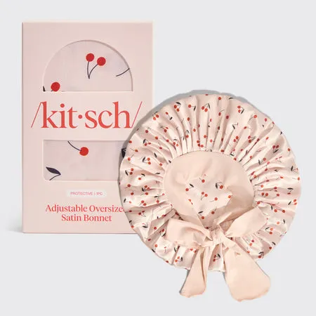 kitsch-cherry-print-oversized-satin-bonnet-satin-haube-mit-kirschmuster image 1