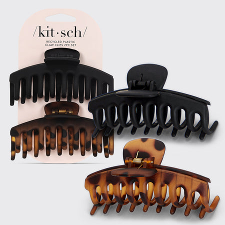 kitsch-black-tort-matte-claw-clips-2er-set-oversized image 1