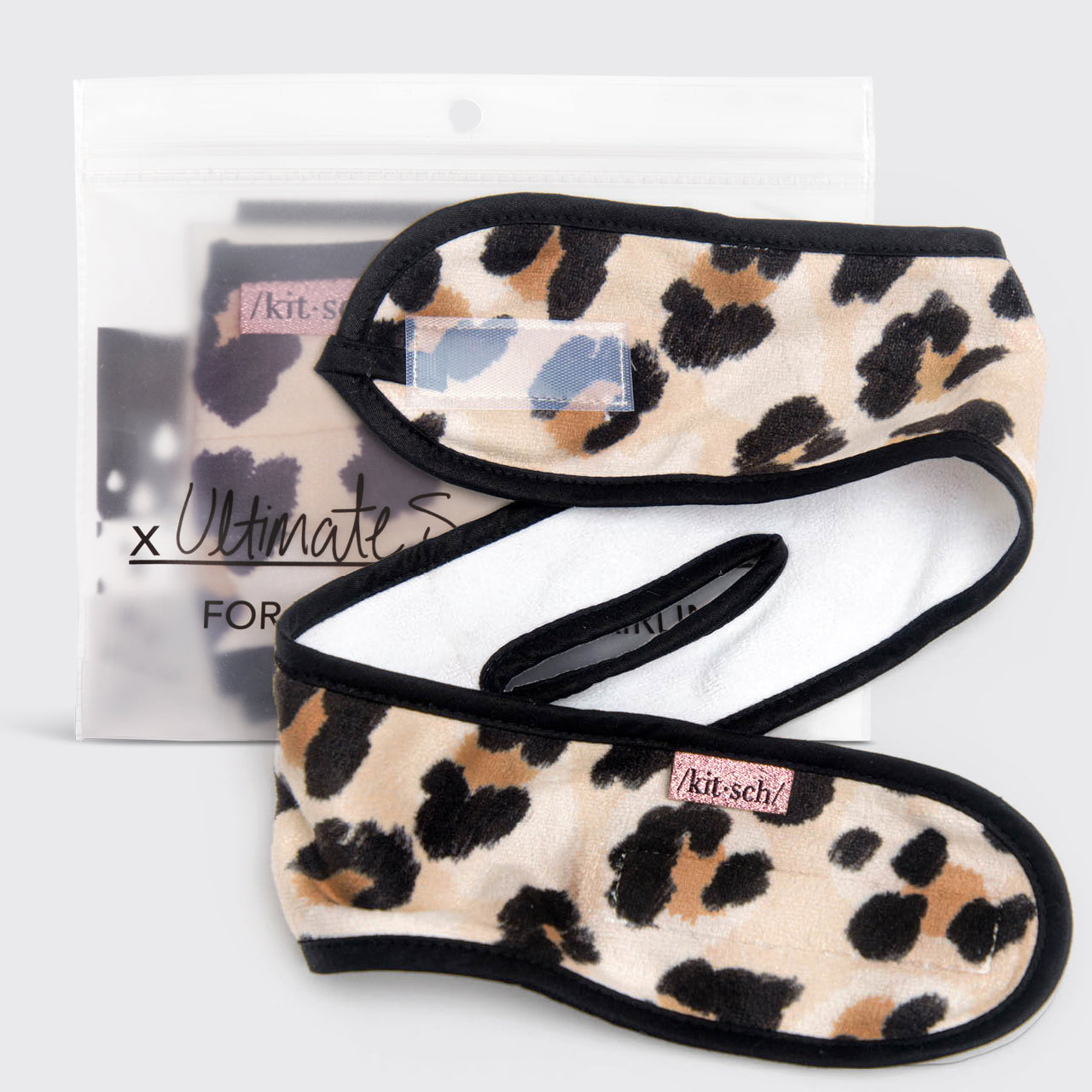 kitsch-microfiber-spa-headband-leopard-2-in-1-stirnband image 2