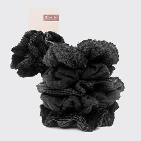 kitsch-assorted-textured-scrunchies-haargummis-schwarz-5er-set image 1