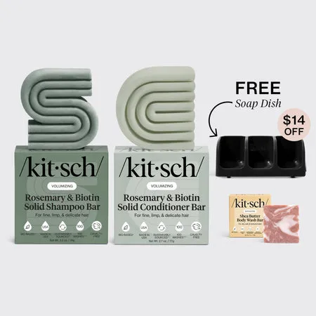 kitsch-volumizing-rosemary-black-self-draining-soap-dish-bundle-shampoo-sp-lung- image 1