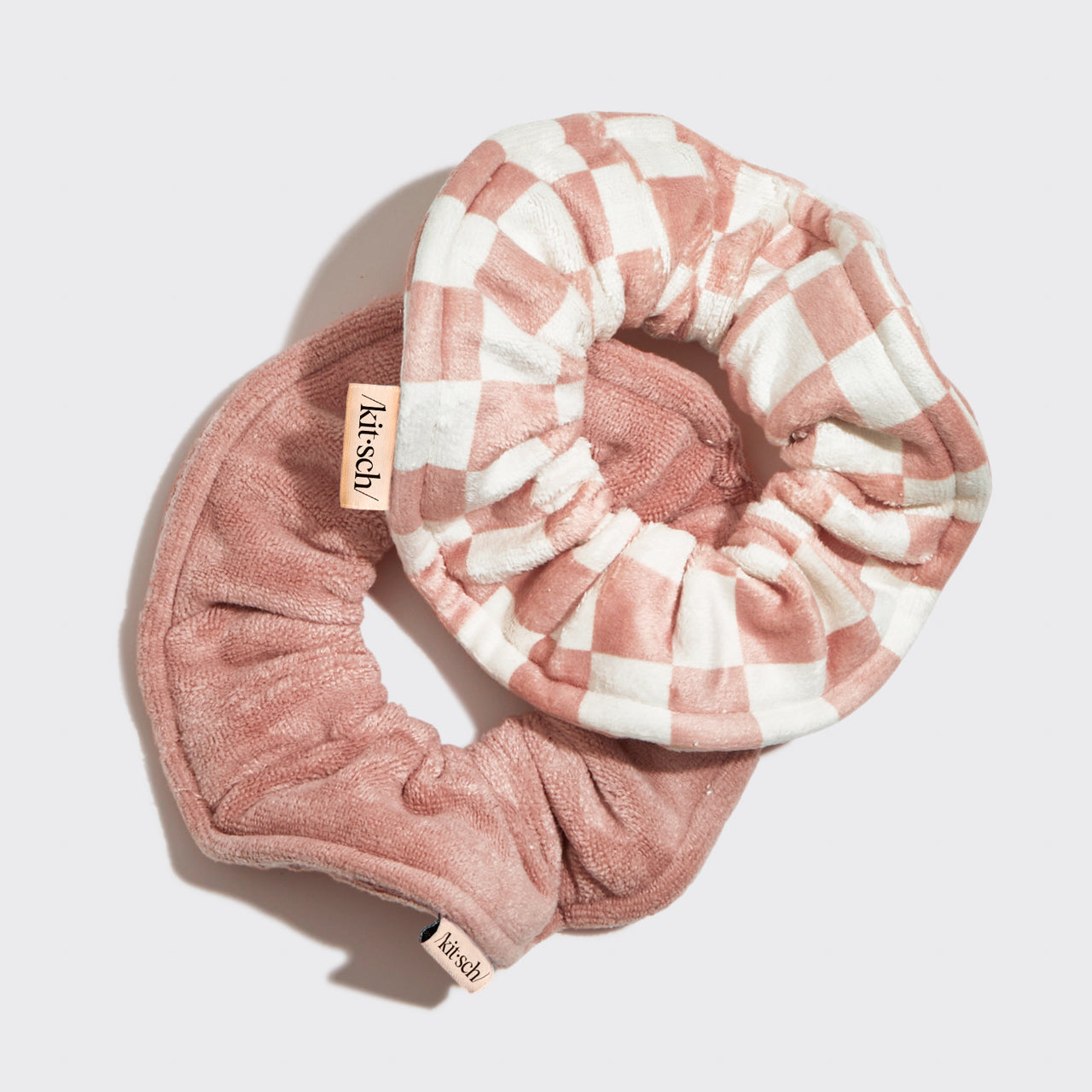 kitsch-terracotta-checker-microfiber-towel-scrunchies-2er-set image 6