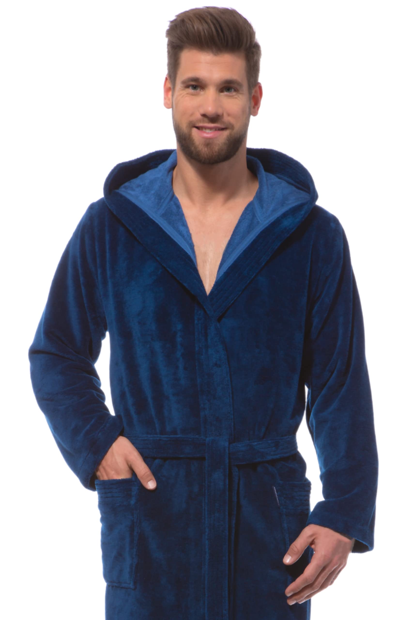 morgenstern-bademantel-herren-mit-kapuze-luxus-frottee-velours-lang image 2