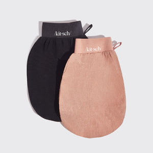 kitsch-peelinghandschuhe-2er-set-schwarz-terracotta image 2