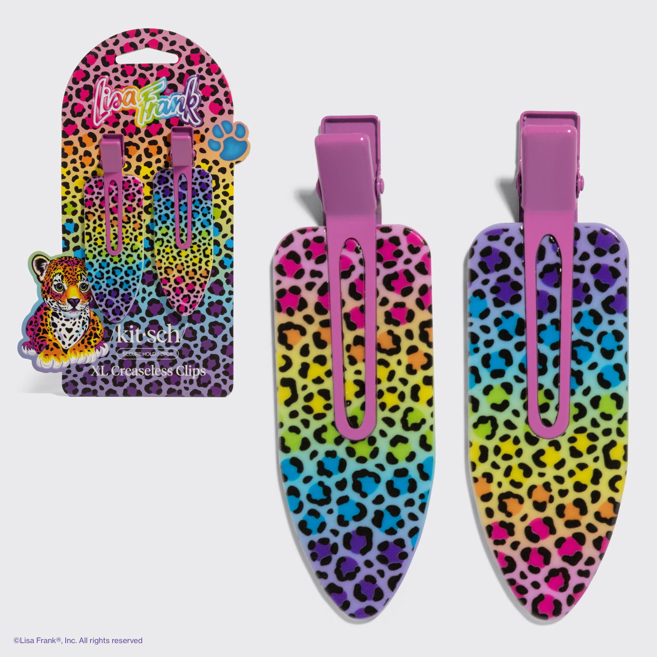 lisa-frank-x-kitsch-xl-creaseless-clips-rainbow-leopard image 2