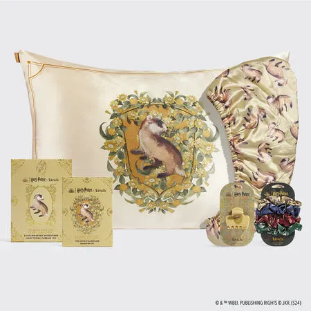 kitsch-x-harry-potter-hufflepuff-bundle-satin-kissenbezug-haarspangen-set image 1