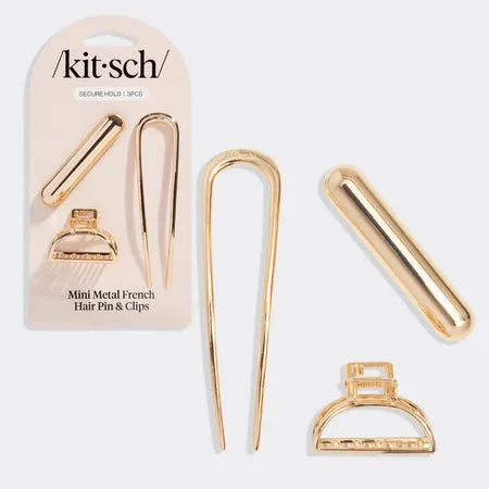kitsch-gold-mini-metal-french-hair-pin-clips-set-haarspangen-set-gold image 1