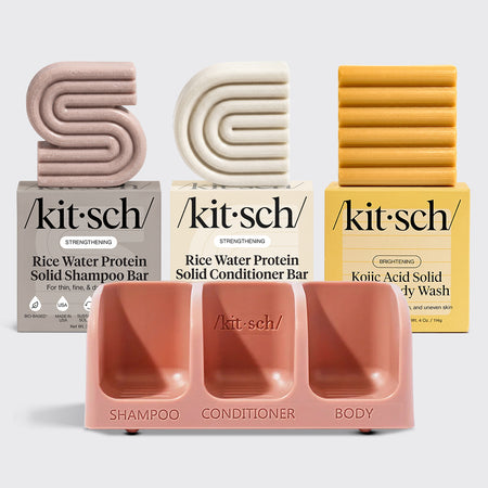 kitsch-rice-water-shampoo-conditioner-kojic-acid-wash-mit-seifenschale-set image 1