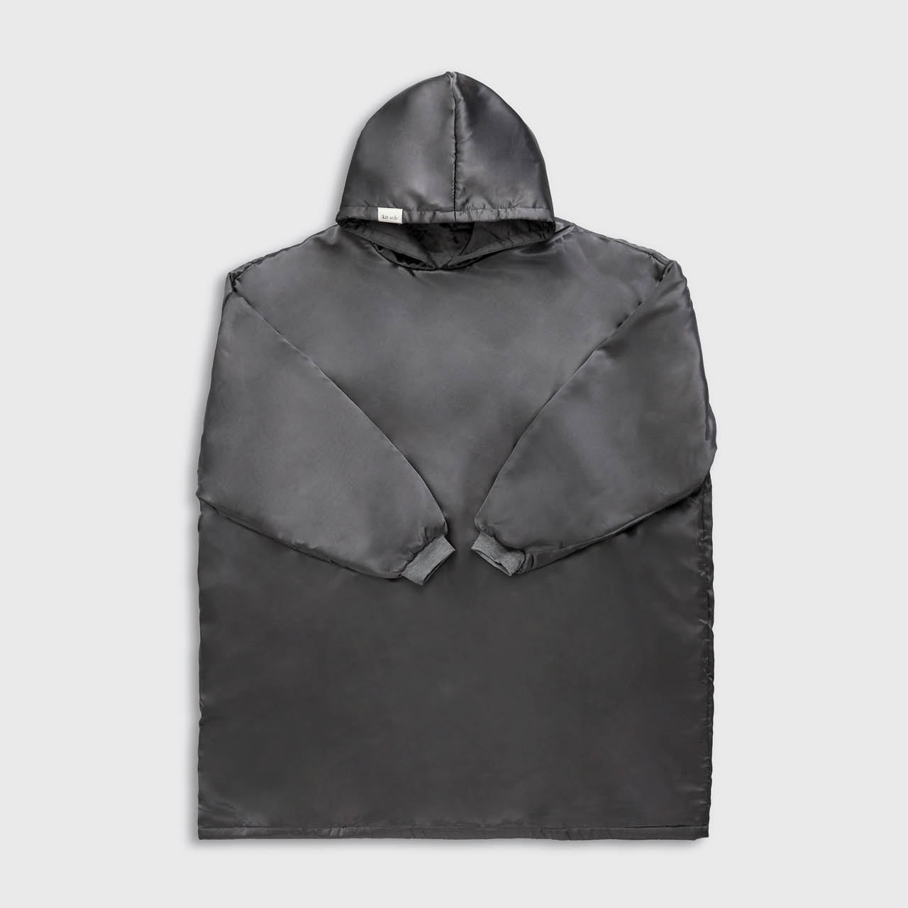 kitsch-charcoal-satin-glazey-gewichtete-satin-hoodie-decke-mit-kapuze image 6