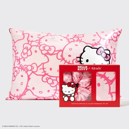 kitsch-hello-kitty-satin-pillowcase-pillow-scrunchie-2pc-set image 1