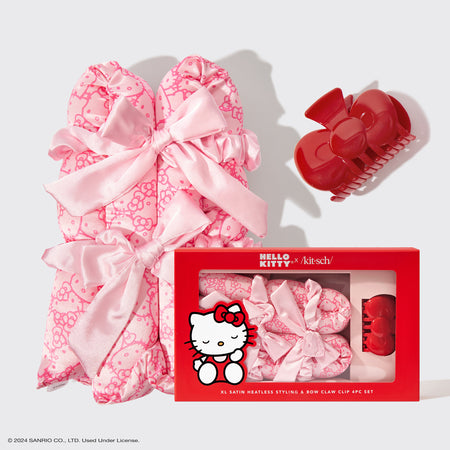 kitsch-hello-kitty-x-kitsch-xl-satin-heatless-styling-bow-claw-clip-4pc-set image 1