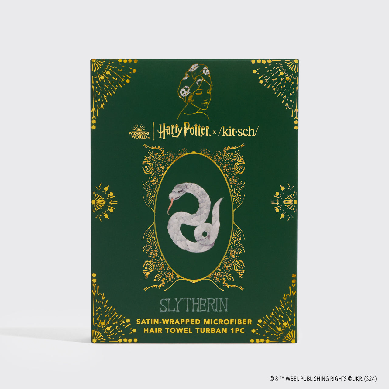 kitsch-x-harry-potter-satin-wrapped-haartuch-slytherin-haarturban image 5