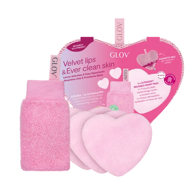 glov-velvet-lips-and-ever-clean-skin-set-lippen-peeling-herz-abschminkpads image 1