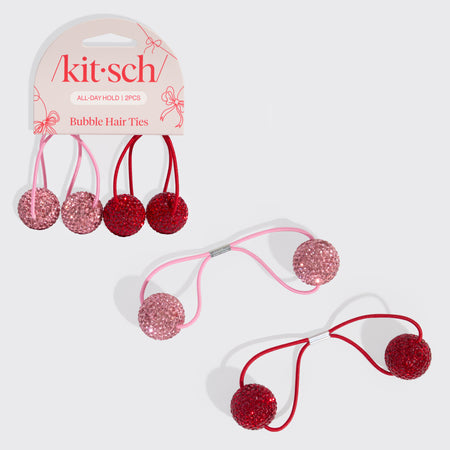 kitsch-bubble-haargummis-2er-set-rot-pink-high-shine image 1