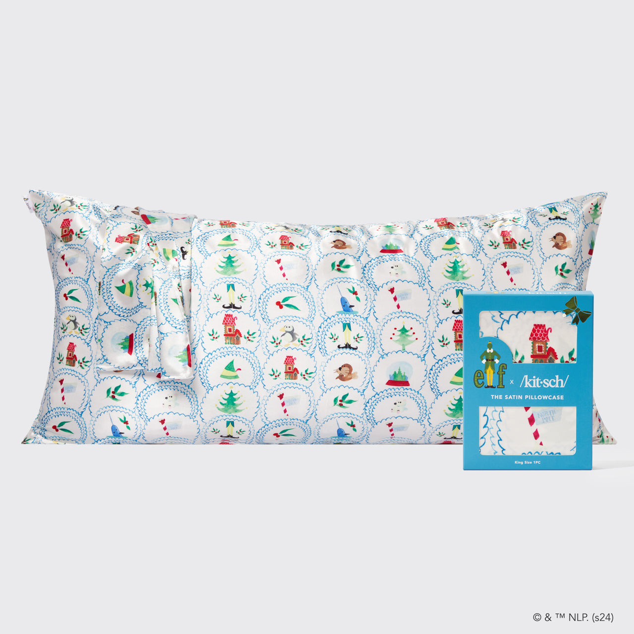 kitsch-x-elf-satin-kissenbezug-north-pole-king-36x19-zoll image 2