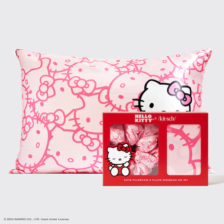 kitsch-hello-kitty-satin-pillowcase-pillow-scrunchie-2pc-set image 1
