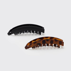 kitsch-banana-clip-2er-set-haarspange-schwarz-tortoise image 3