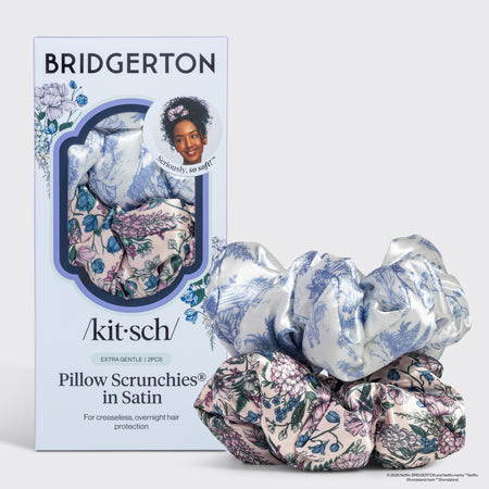 bridgerton-x-kitsch-satin-pillow-scrunchies-toile-in-bloom-2er-set image 1