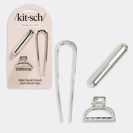 kitsch-silver-mini-metal-french-hair-pin-clips-set-haarspangen-set-silber image 1