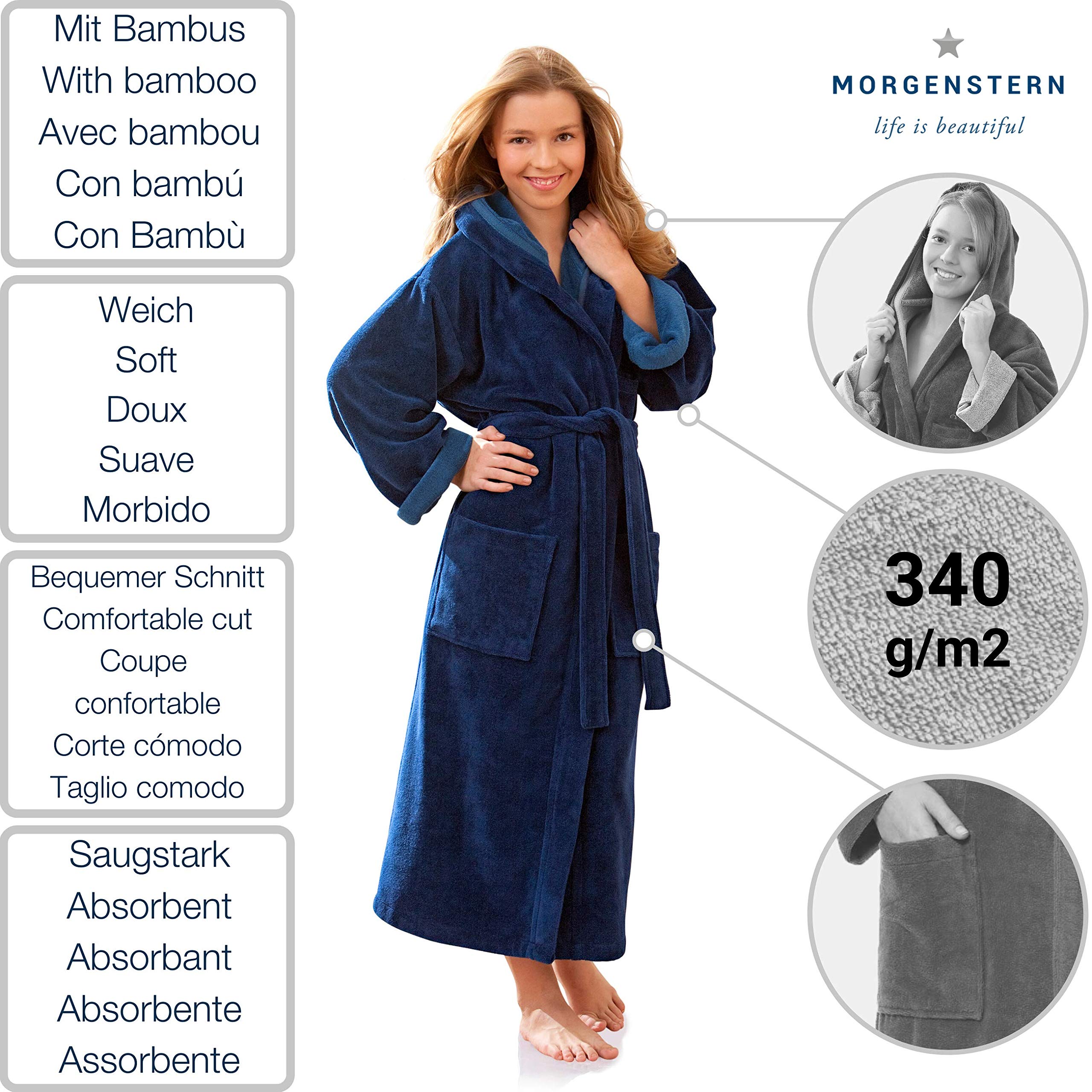 morgenstern-kinder-bademantel-mit-kapuze-frottee-velours-m-dchen-jungen image 2