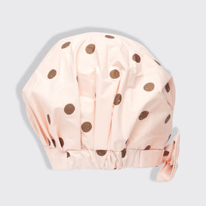 kitsch-blush-dot-shower-cap-duschhaube-pink-gold-punkte image 5