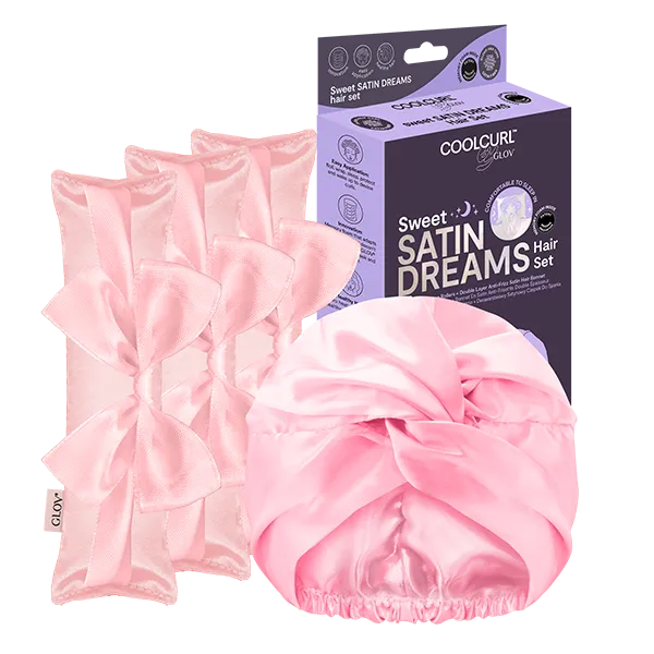 glov-coolcurl-sweet-satin-dreams-schlaf-styling-set-ribbon-rollers-satin-turban image 1