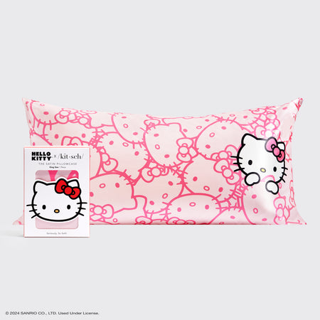 kitsch-x-hello-kitty-satin-kopfkissenbezug-pink-hello-kitty-faces-king image 1